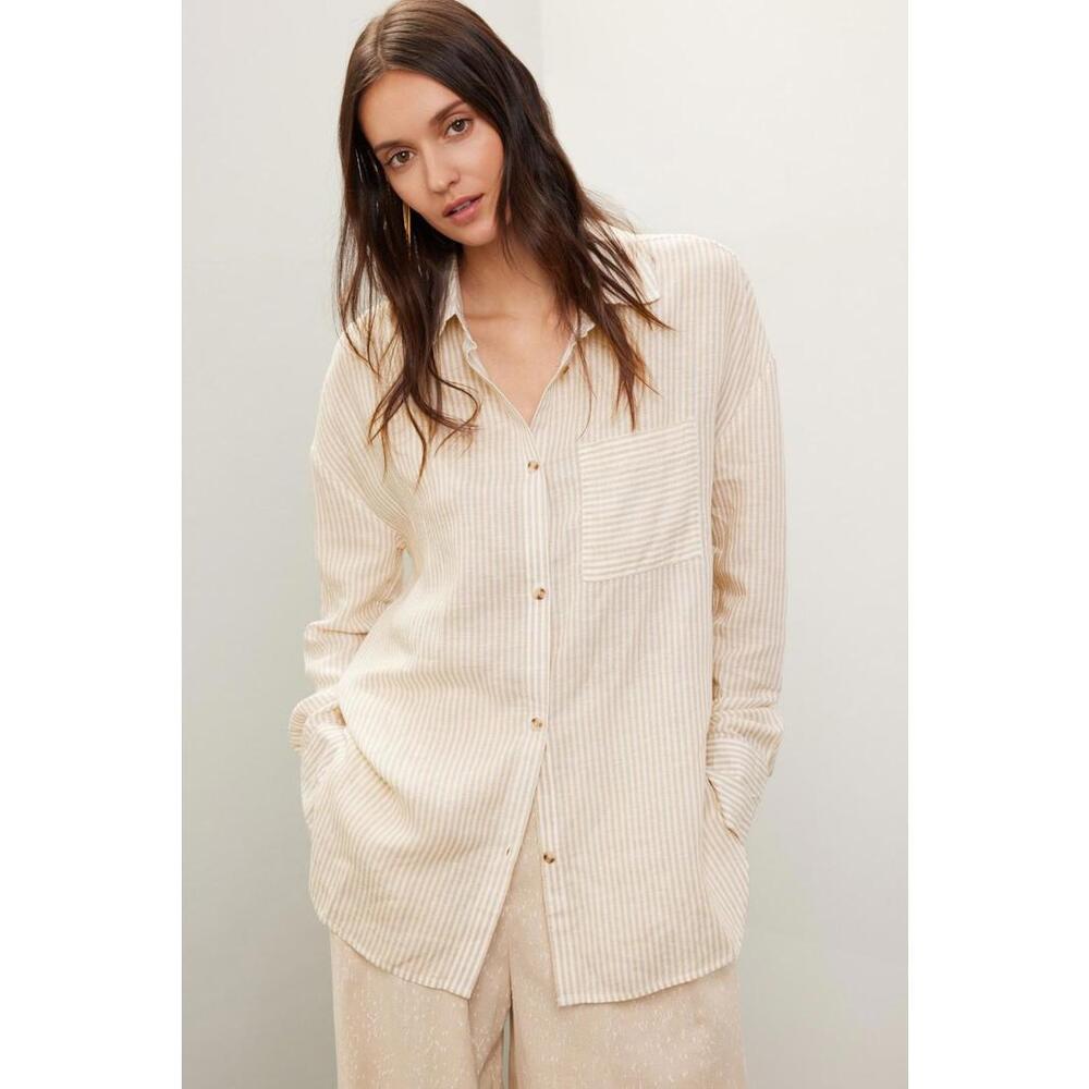 Onia Air Linen Boyfriend Top Size XL